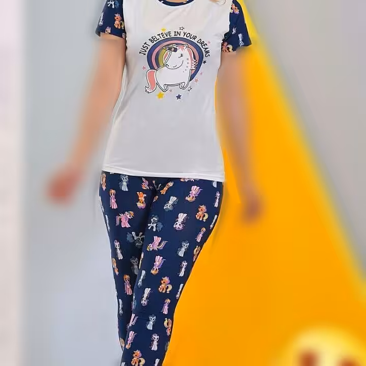 تیشرت وشلوار تکشاخ زنانه ودخترانه