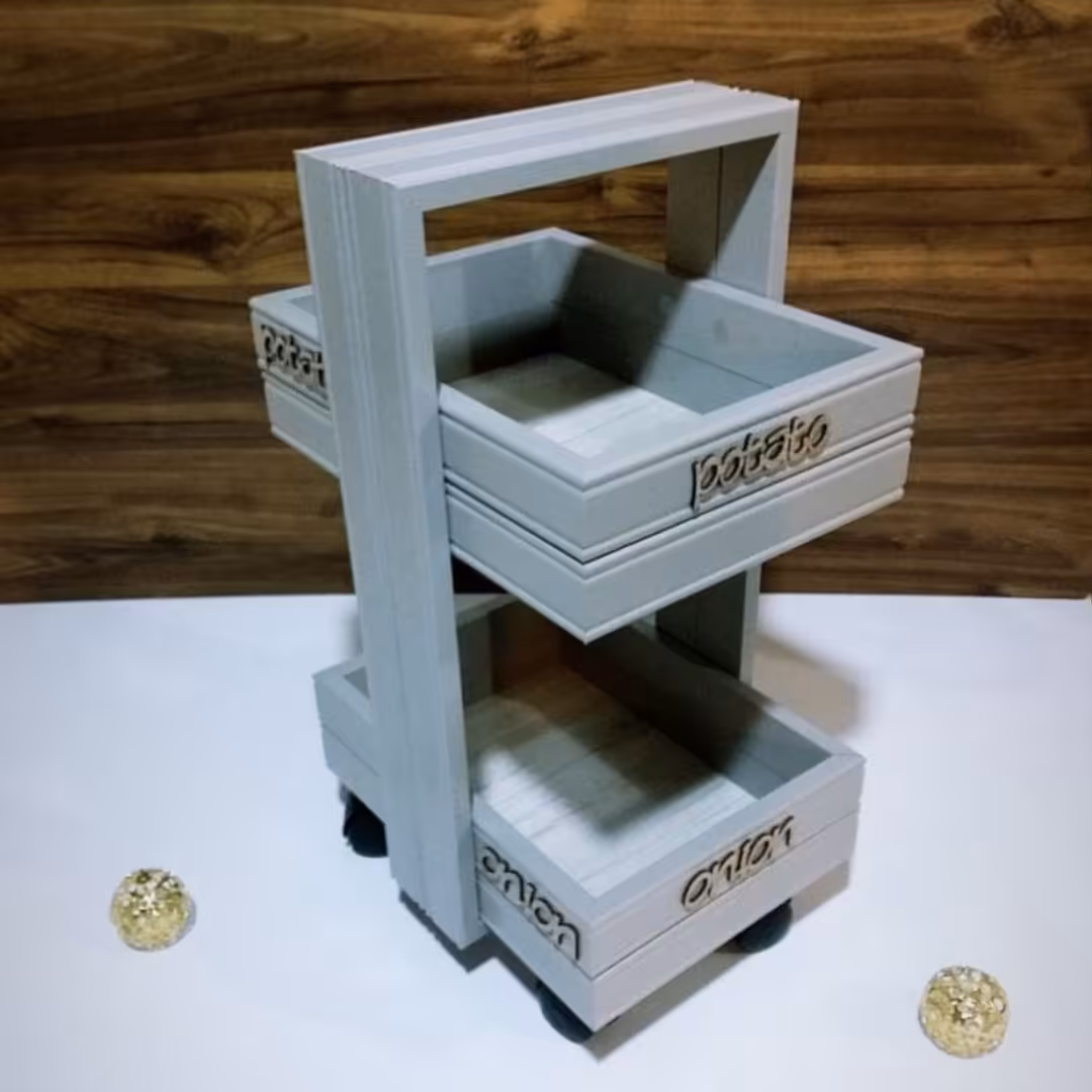 جا پیازی چرخ دار دو طبقه کد 204