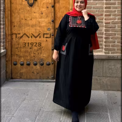 مانتو کفتان الیاف طبیعی گلدوزی سایزبزرگ31928