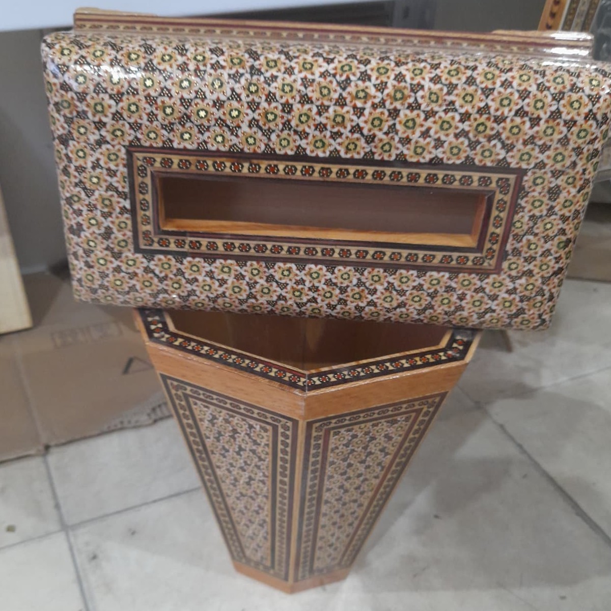 جا دستمال کاغذی و سطل خاتم کاری