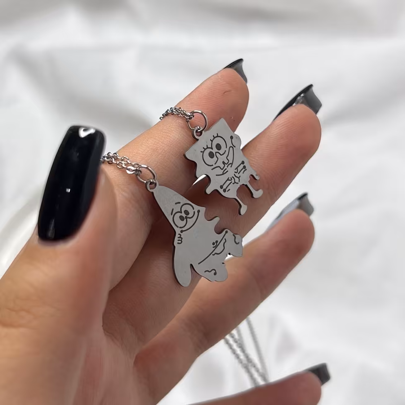 ست گردنبند دو تایی  استیل پاتریک و باب اسفنجی 