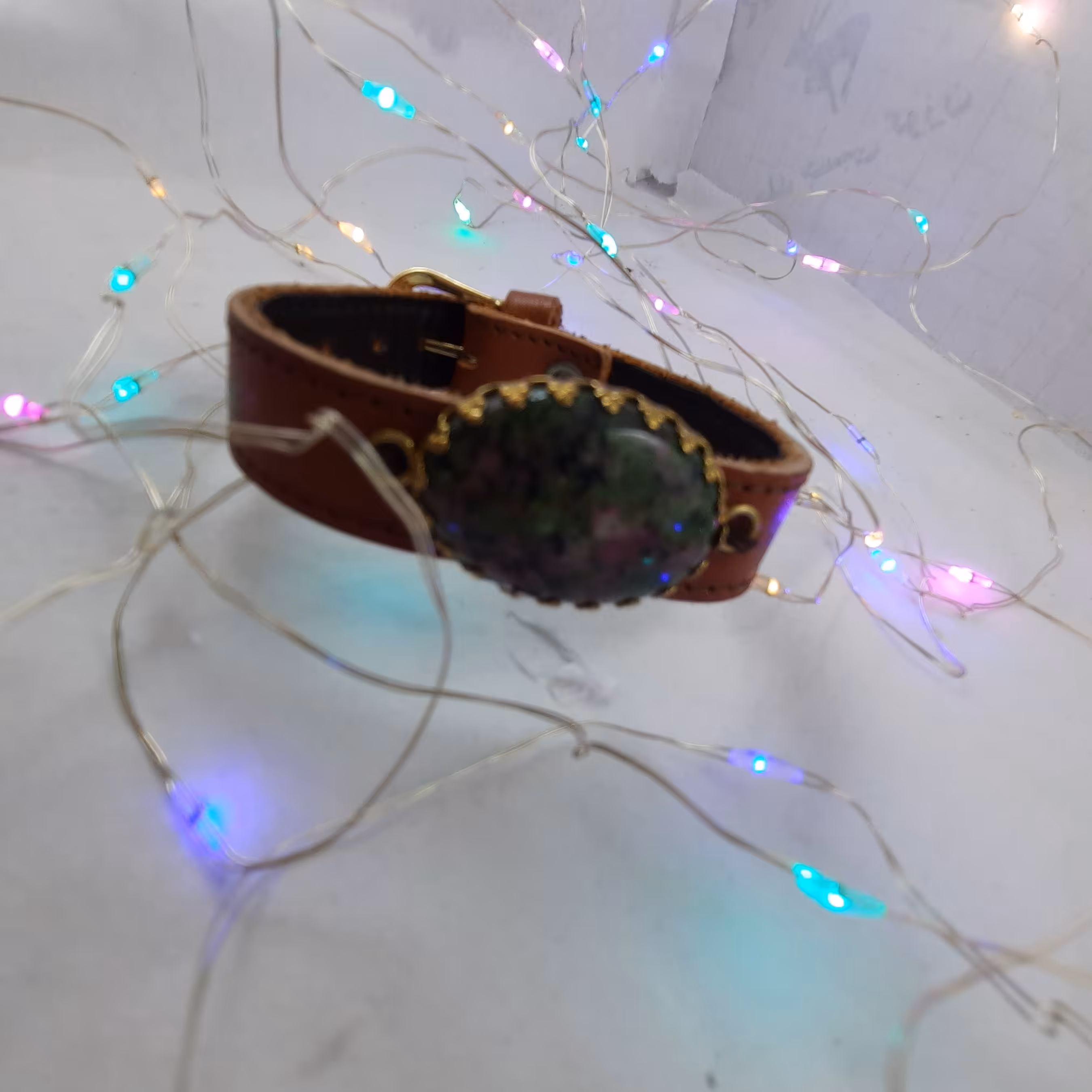 دستبند چرم سنگ جاسپر