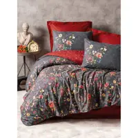 ست ملحفه کاتن باکس مدل Feminen Sierra Bordo دو نفره 4 تکه