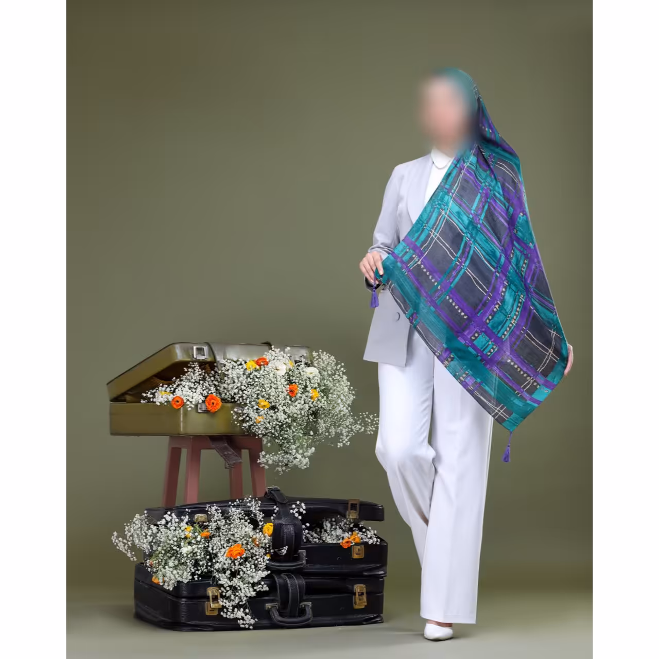 شال نخی طرحدار(حراج)