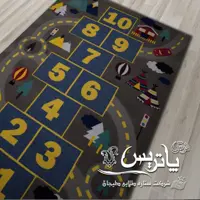 فرش پاتریس  فرش گلیم کودک 400شانه طرح کارتینگ طوسی قالیچه 4متری