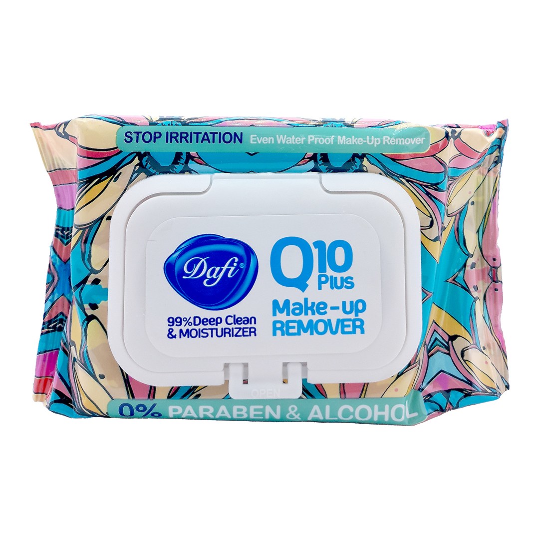 دستمال مرطوب پاک کننده آرایش دافی مدل Q10 (طرح گل 2) 50 عددی