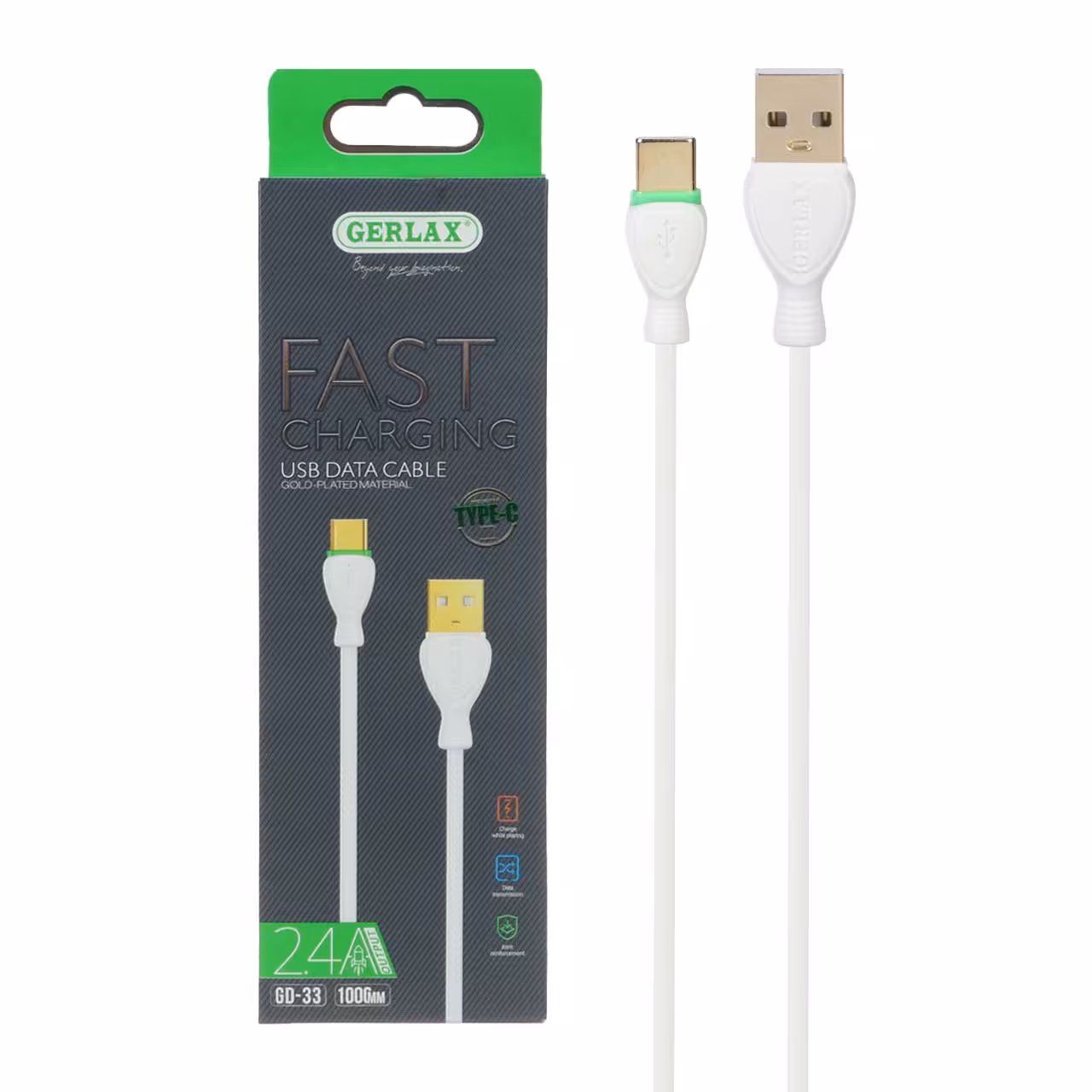 کابل شارژ فست GERLAX Type-C مدل GD-33 - سفید