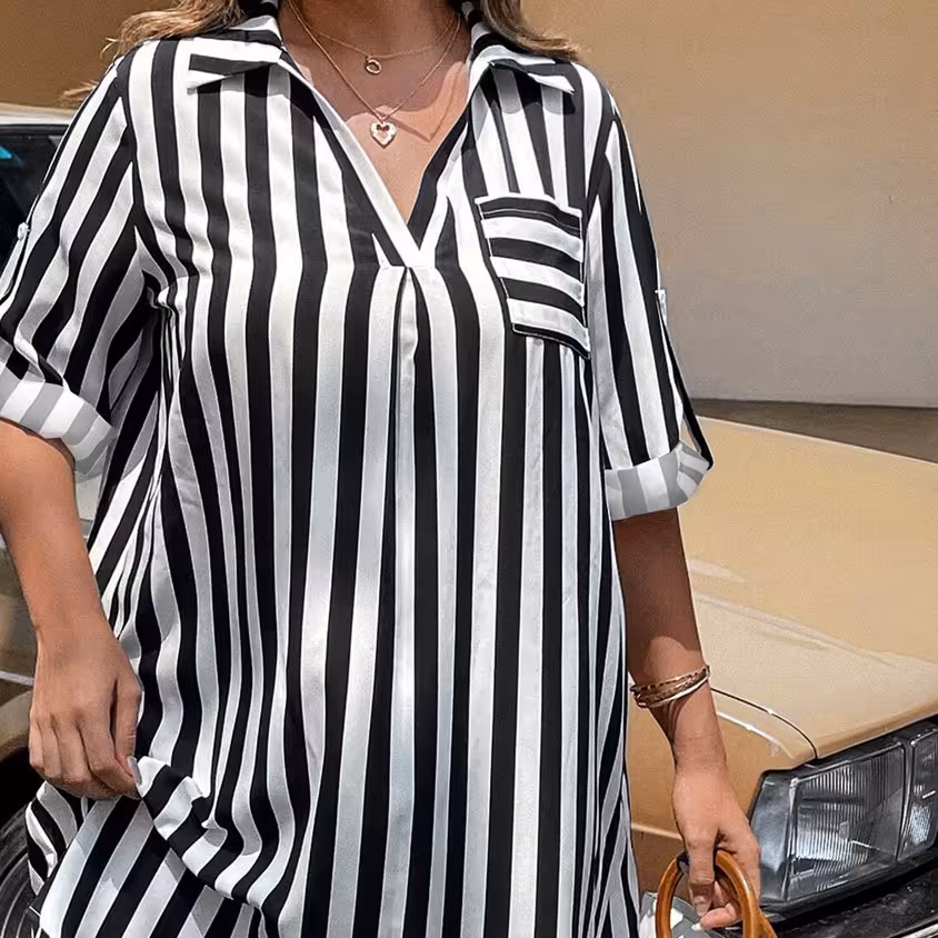  پیراهن اسپورت مجلسی یقه بلیطی آستین پاگن دار تک جیب
جنس  کرپ 