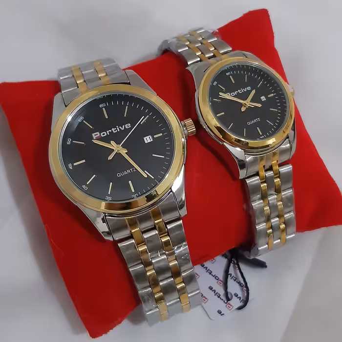 ست ساعت پورتیو فول استیل  بند دو رنگ صفحه مشکی
بهمراه باکس ویژه و گارانتی
 موتور