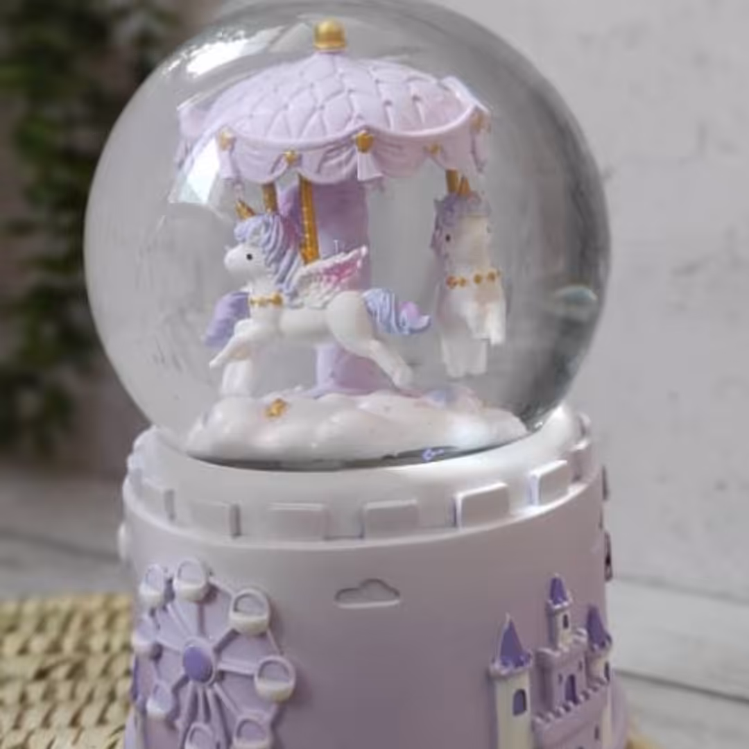 گوی موزیکال تک شاخ کاروسل در دورنگ بنفش 