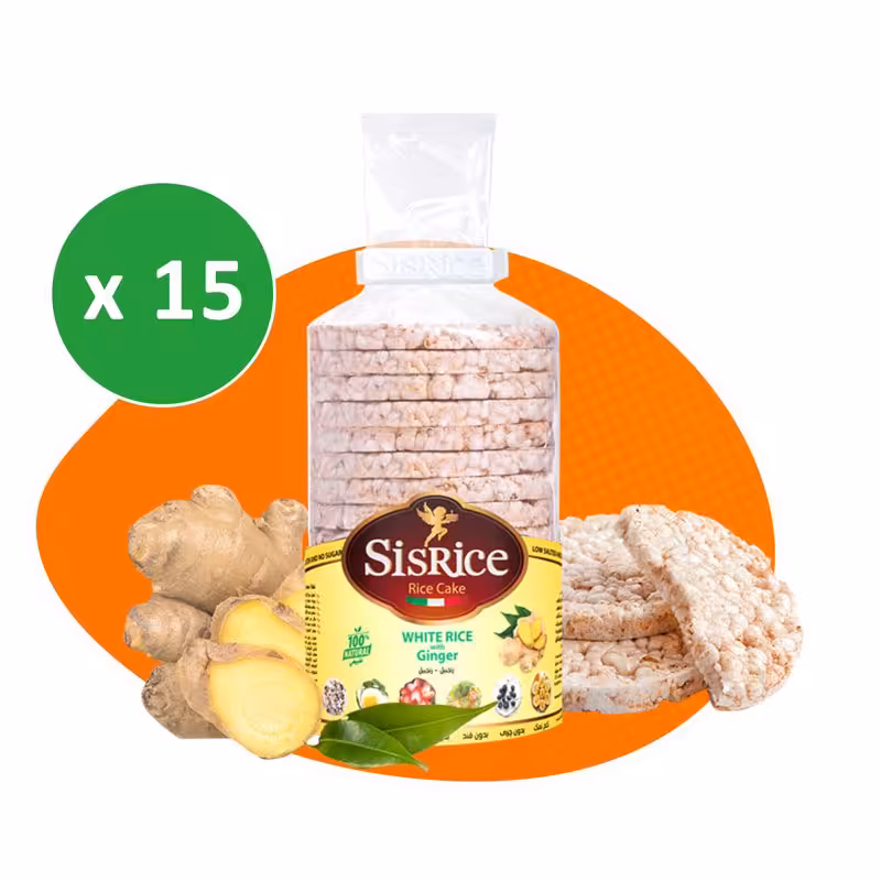 پکیج سیس رایس کیک رژیمی طعم زنجبیل کارتن 15 بسته ای