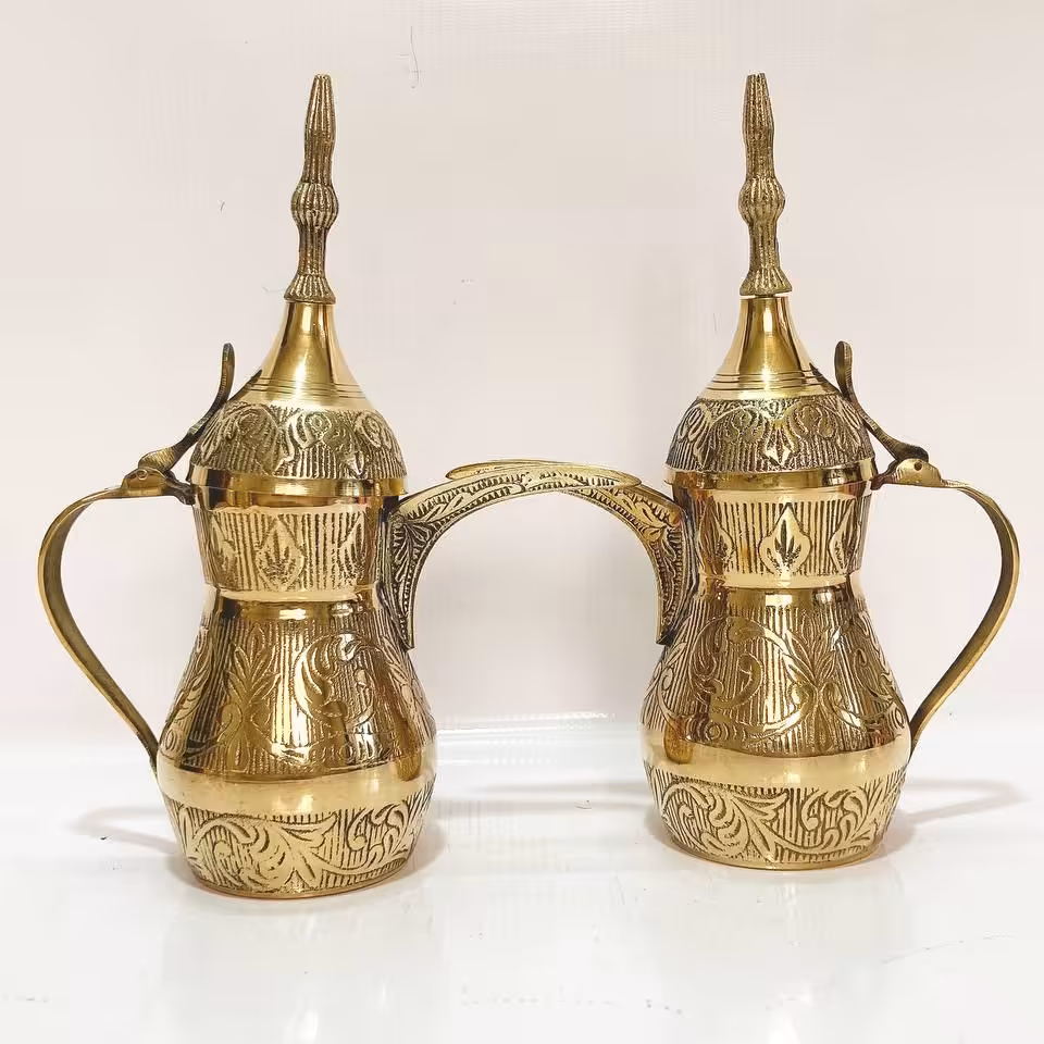 دله قهوه برنجی هندی پر قلم