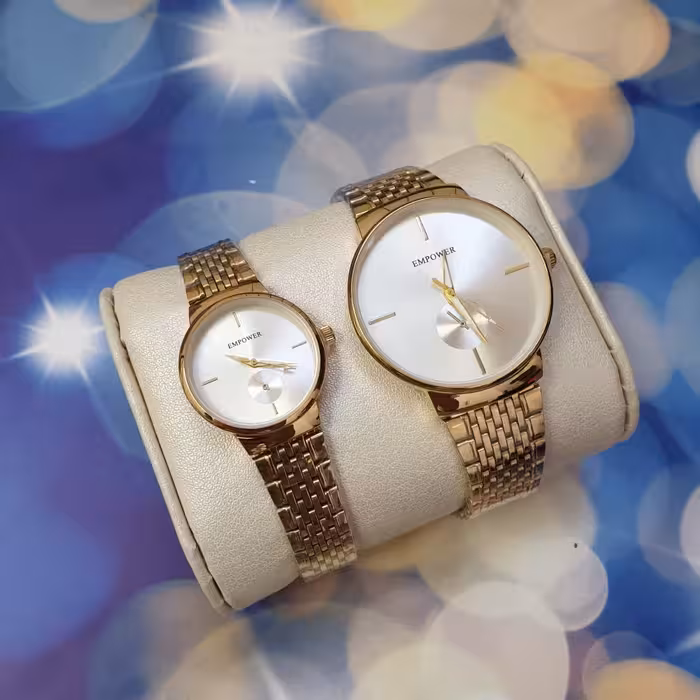 ساعت ست امپاور زنانه و مردانه موتور ژاپن بند استیل صفحه سفید 
