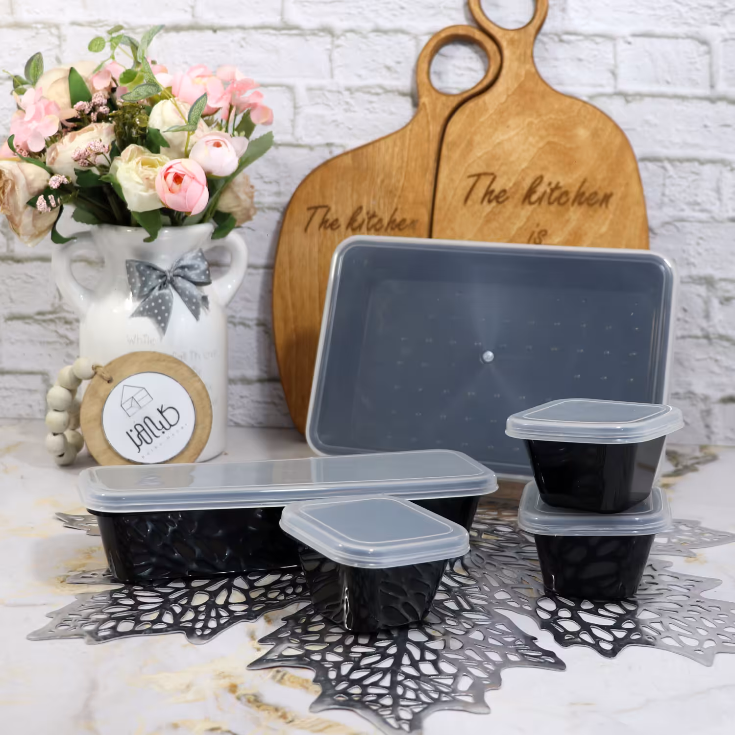 ظرف 5 خانه سفید و مشکی