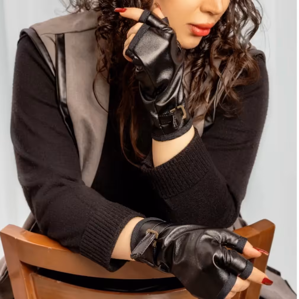 دستکش نیم بند چرمی طراحی و تولید اختصاصی فردخت