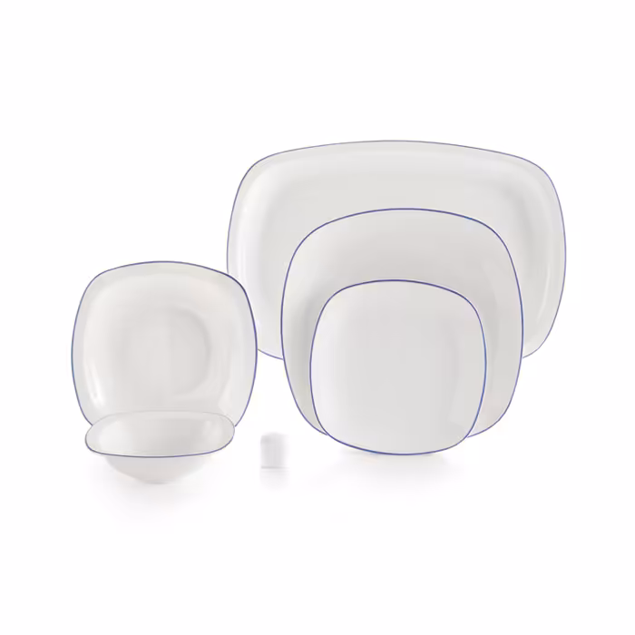 سرویس چینی زرین 6 نفره غذاخوری استریم سرمه ای (27 پارچه)