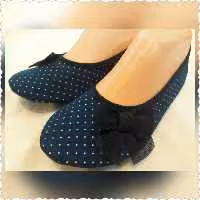 پاپوش روفرشی خال خالی سورمه ای