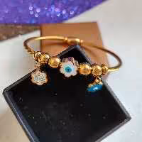 دستبند پاندورا، با آویزهای زیبا، استیل، طلایی