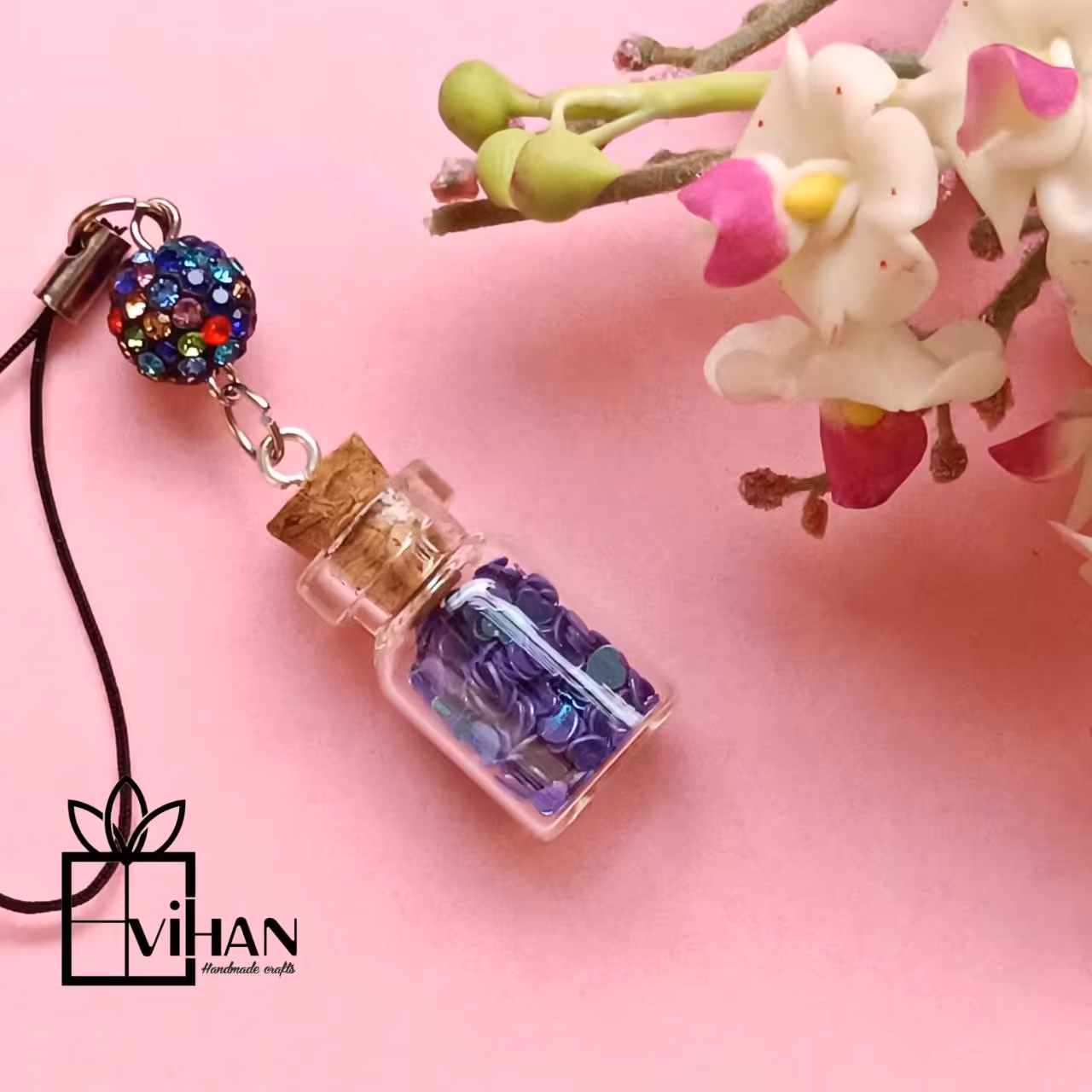 آویز شیشه ای 3 سانتی با اکلیل قلبی