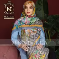 ست کیف مخمل و روسری یا شال نخی طرح فندی هاوایی کرم برند مونتلا