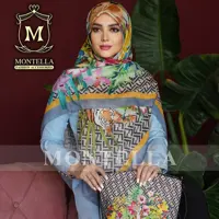 ست کیف مخمل و روسری یا شال نخی طرح فندی هاوایی کرم برند مونتلا