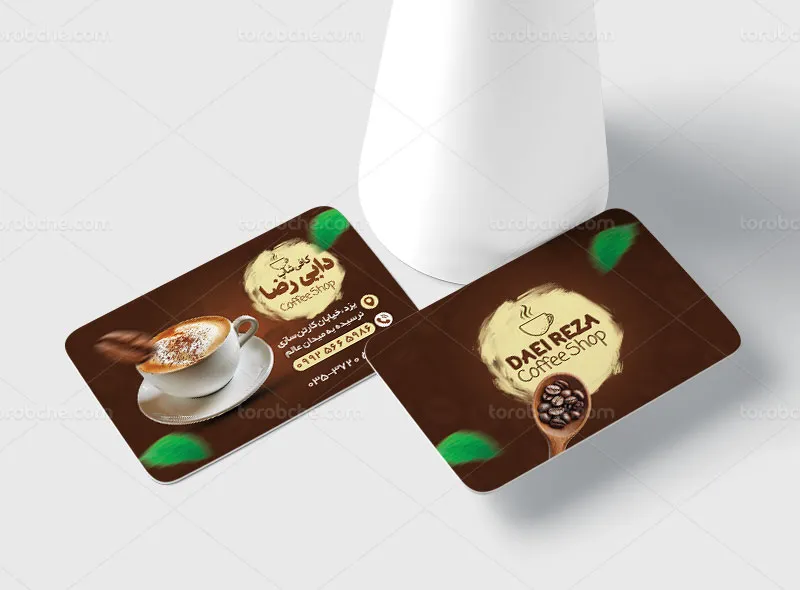 طرح قابل ویرایش کارت ویزیت کافی شاپ | گرافیک با طعم تربچه