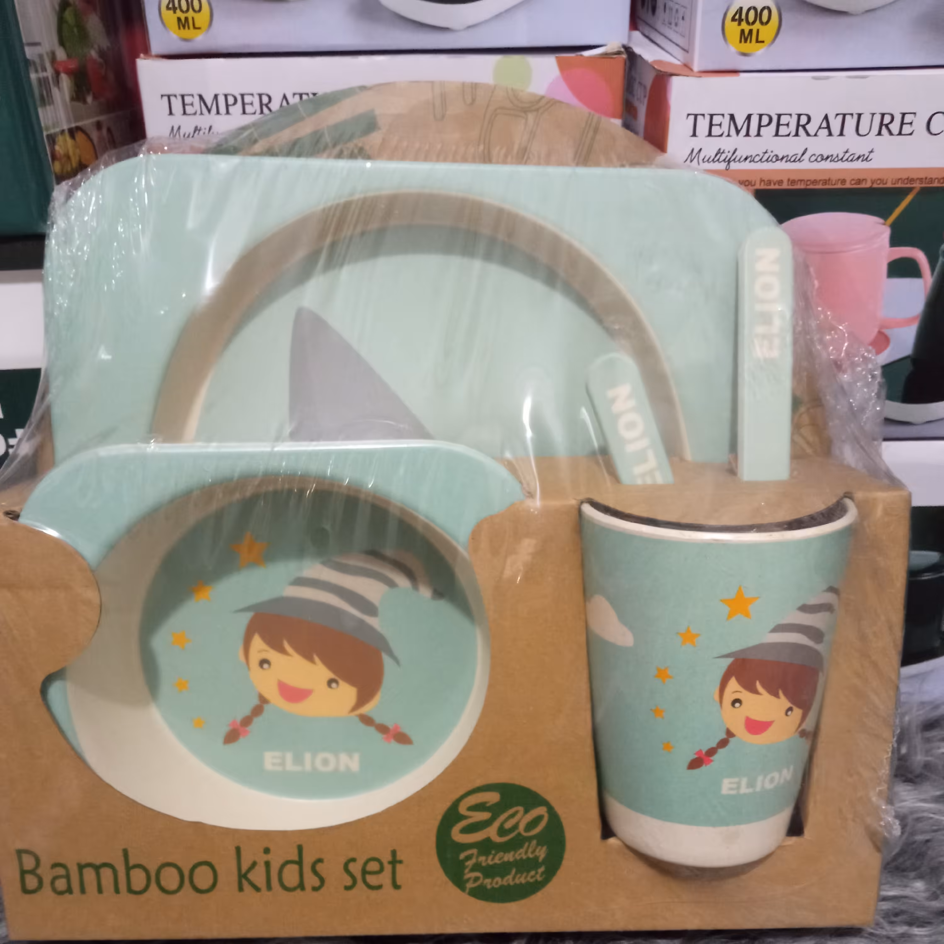 ظروف غذای 5 پارچه کودک از جنس چوب بامبو جهت استفاده غذاهای گرم و سرد 