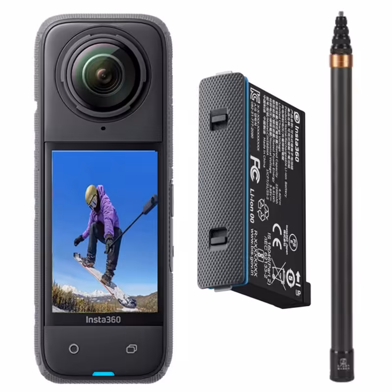 دوربین فیلم برداری ورزشی اینستا 360 مدل X4 به همراه مونوپاد 3 متری و باتری اضافه - کالاوما