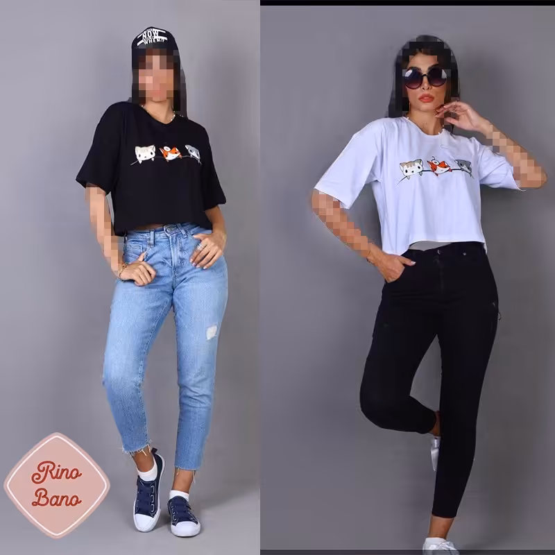 کراپ سوپر نخ پنبه در دو رنگ سفید و مشکی فری سایز از 36 تا44 . طرح کت