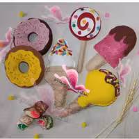 مگنت بستنی نمدی و دونات نمدی زیبا و کیوت،مگنت نمدی رو یخچالی،(قیمت برای پک 6عددی)