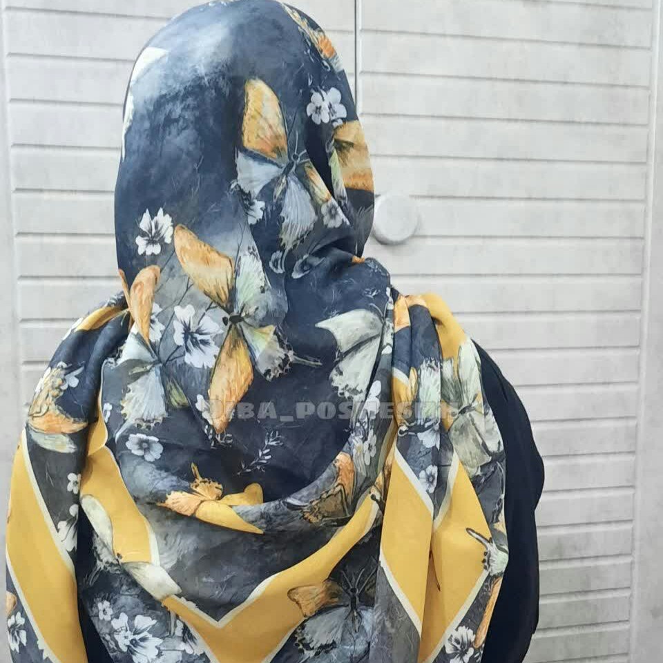 روسری نخی قواره 140 طرح پروانه