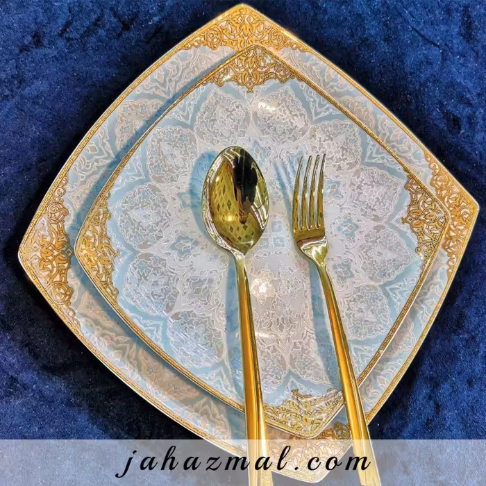 سرویس چینی پردیس طرح بوگاتی فیروزه ای 30 پارچه کد 484i