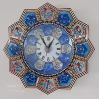 ساعت خاتم کاری با صفحه مینا کاری روی مس نفیس با قطر 42سانتی متری (ارسال رایگان)