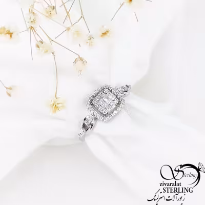 انگشتر نقره نگین مربع فری سایز کد 11427