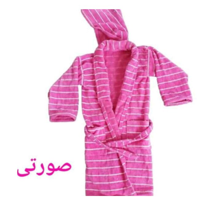 حوله پالتویی کودک مدل راه راه سایز 90 رنگ صورتی