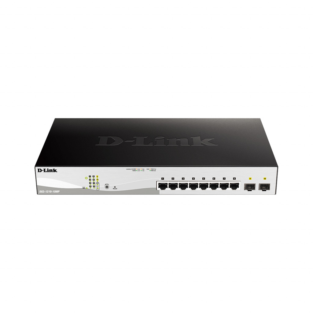 قیمت و خرید سوییچ شبکه مدیریتی 8 پورت PoE با 2 پورت SFP تی پی لینک مدل DGS-1210-10MP | نت ران