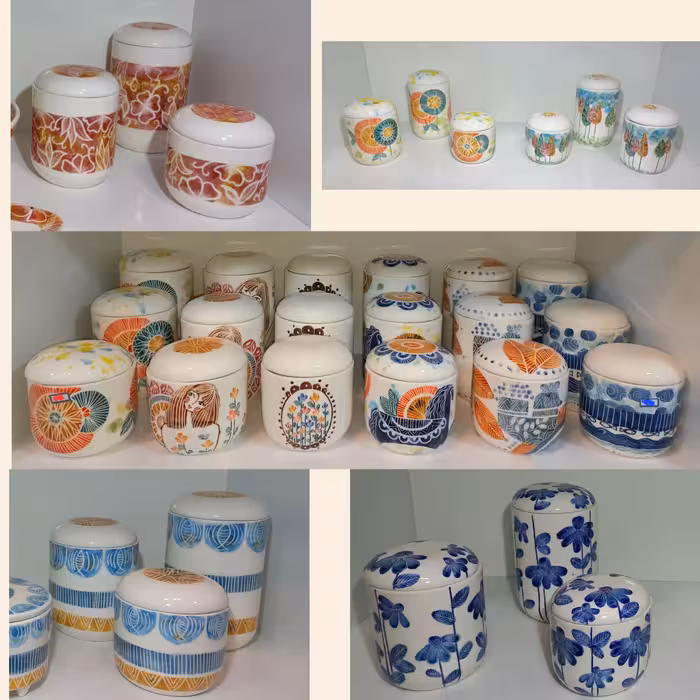 ست بانکه سرامیکی سه سایزی دستساز  با طرحهای متنوع