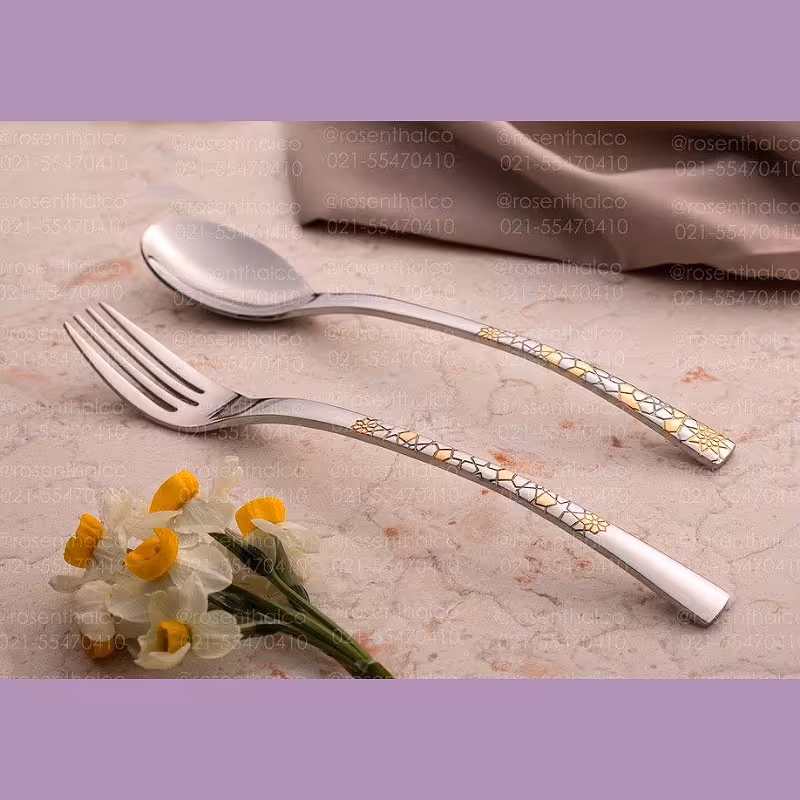 سرویس قاشق چنگال 30 نفره  براق  طلایی  151 پارچه  (برند رزنتال ) ( 8822 G )