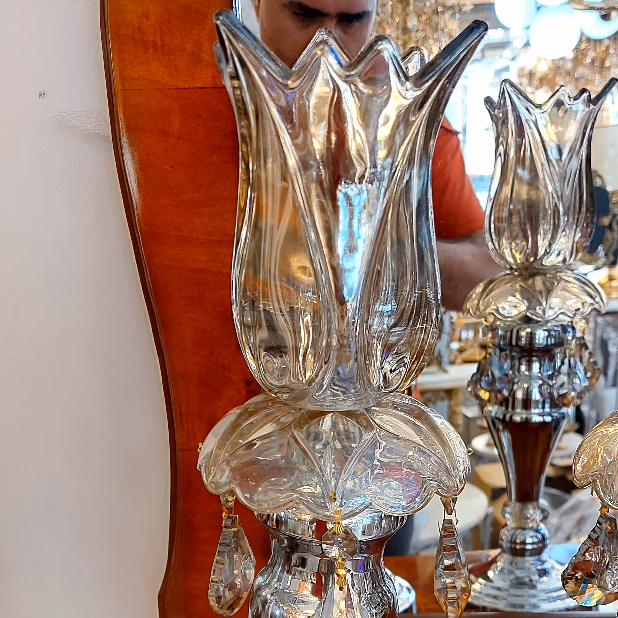 شمعدان فلزی کریستال آبکاری سیلور طلایی آنتیک طوسی مشکی آبکاری درجه یک 