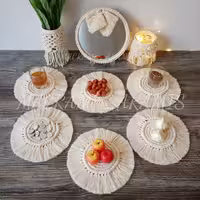 هفت سین مکرومه همراه با آینه شمعدان و گلدان هفتسین