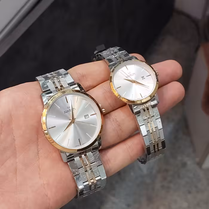 ست ساعت ای واچ فلزی مناسب عروس دامادان و زوجین خوش سلیقه