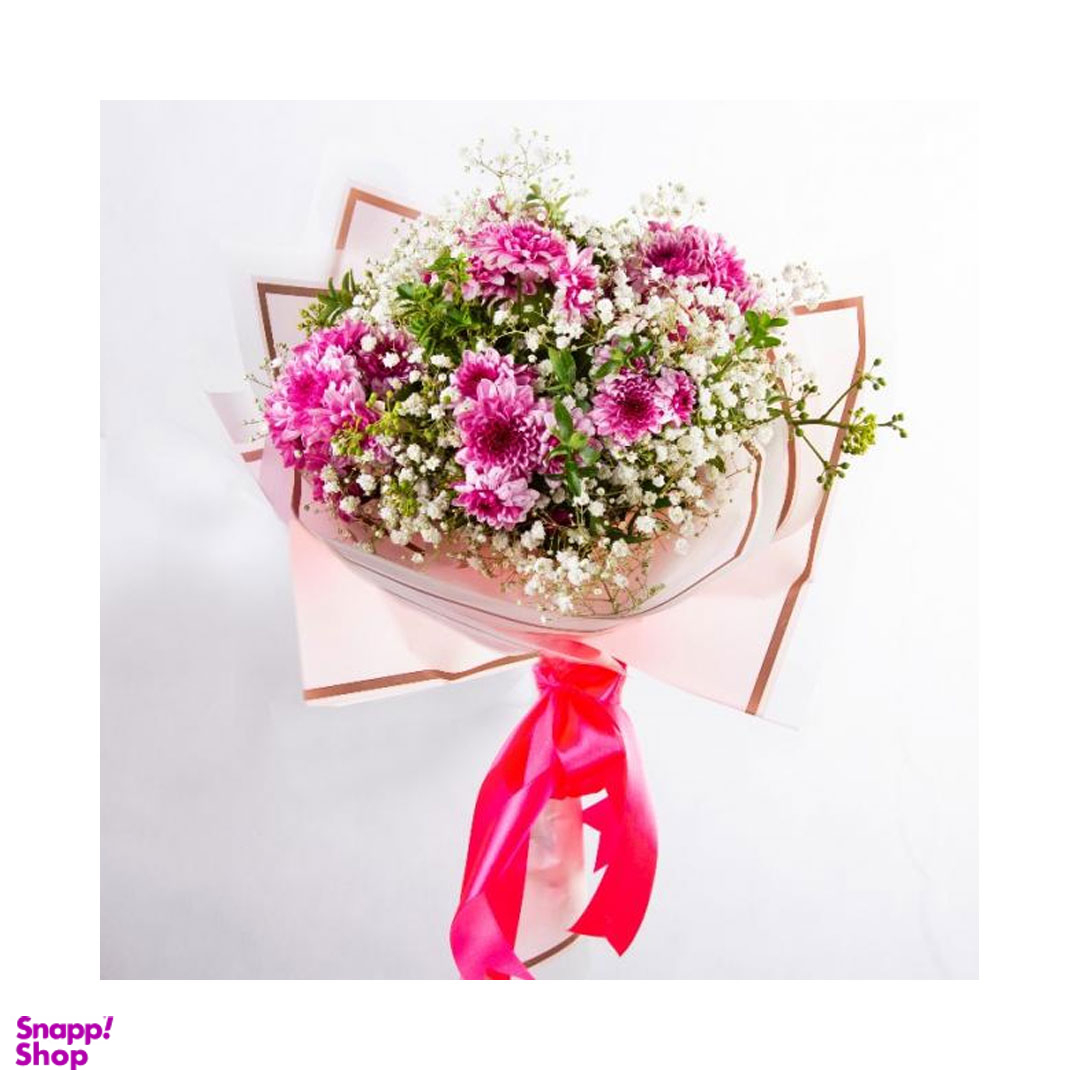 دسته گل طبیعی مدل گل عروس و کرزنتیا یاسی