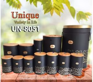 سرویس 12 پارچه آشپزخانه درب بامبو طرح ماربل یونیک کد UN_8059