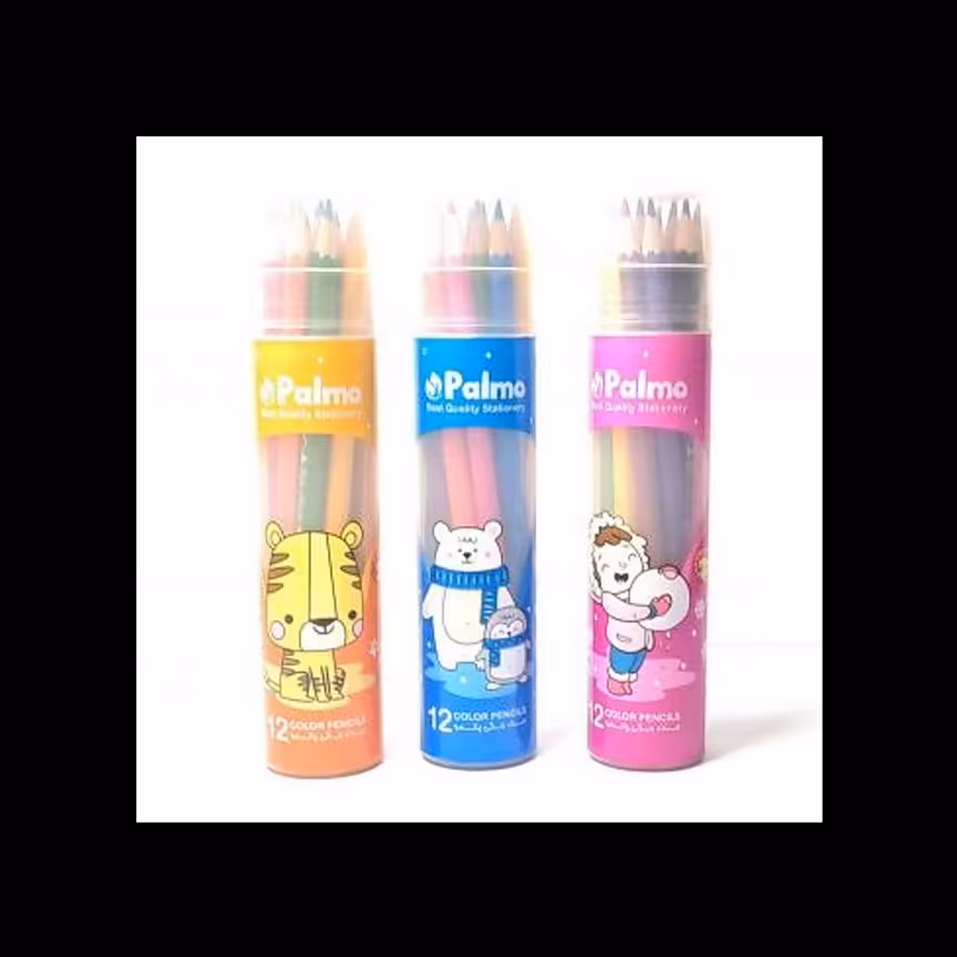 مداد رنگی 12 رنگ استوانه  پالمو 12 بسته 