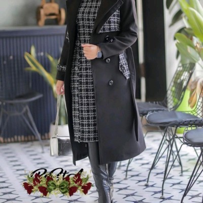 مانتو اسپرت زنانه هازان و چهارخونه پشمی مدل پالتو آراز
