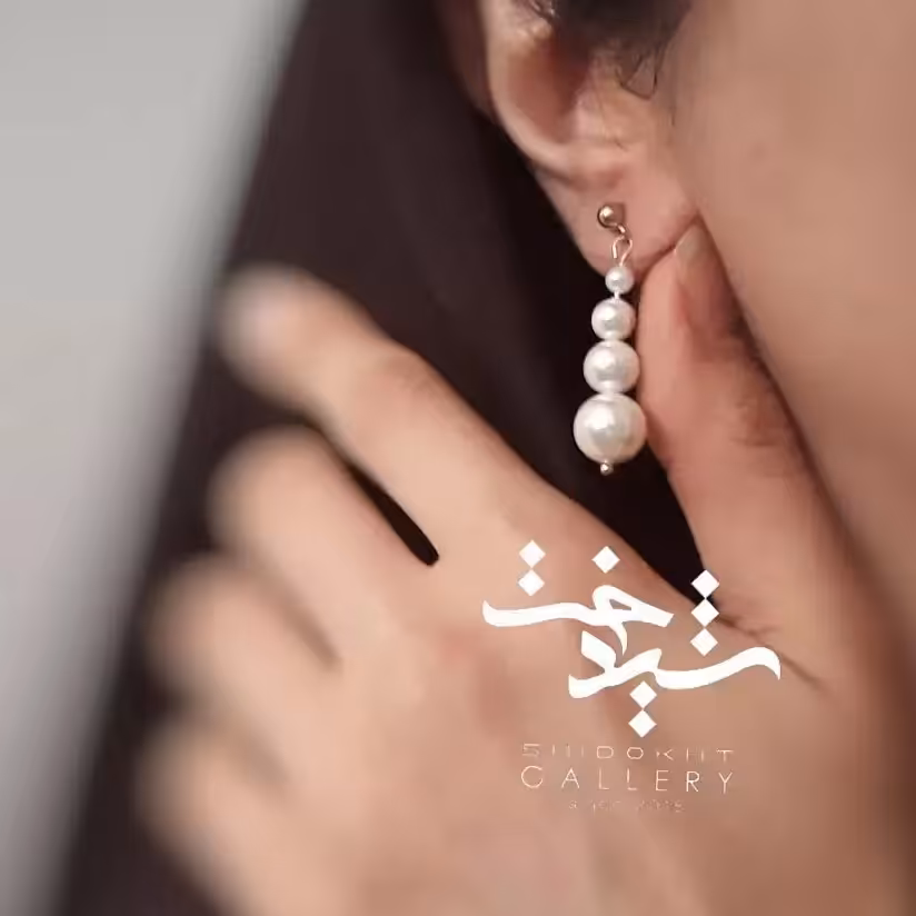 گوشواره مروارید پرورشی آب شیرین مدل استیل رنگ ثابت
