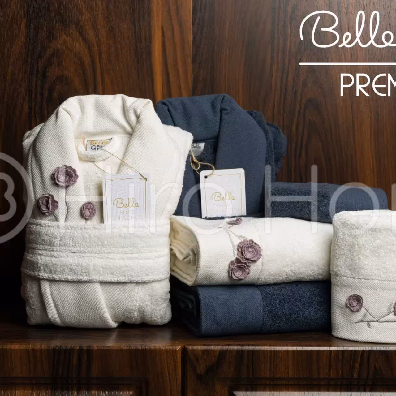 ست حوله عروس و داماد بلو 11 تیکه