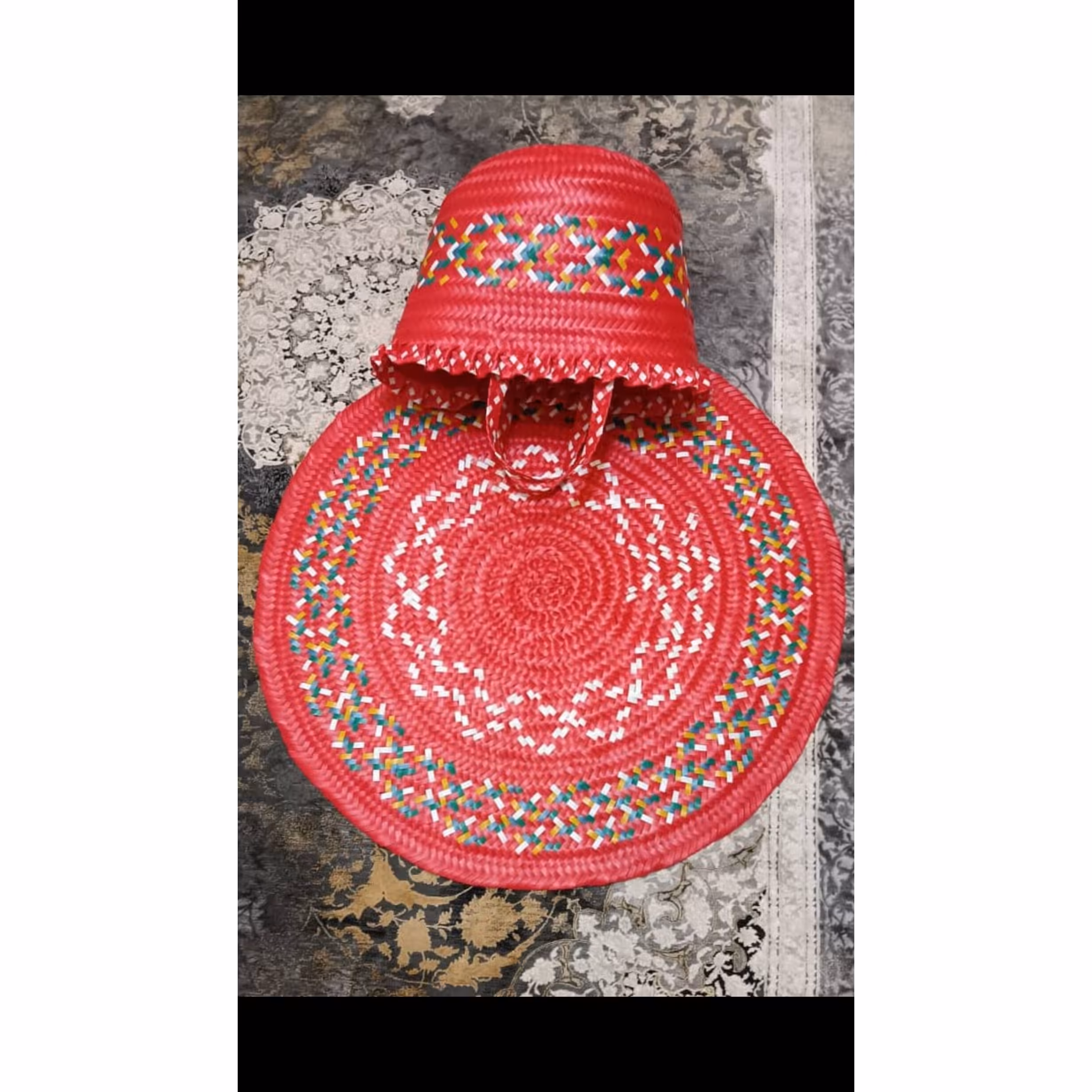 ست سفره و زنبیل حصیری