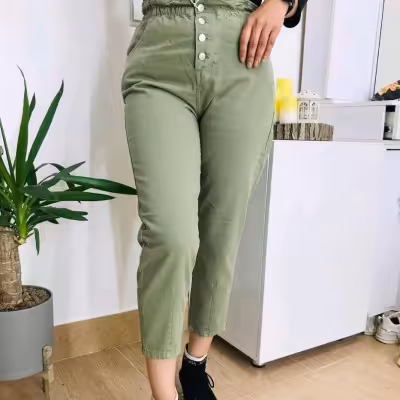 شلوار مام استایل کتان