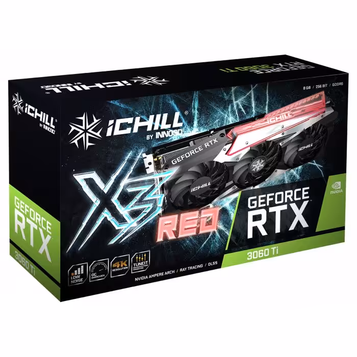 کارت گرافیک اینو تری دی GEFORCE RTX 3060 TI ICHILL X3 RED LHR 8G